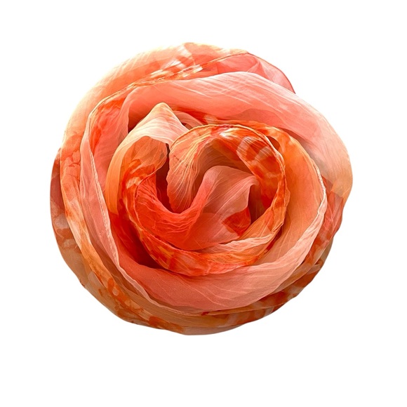 70's Vintage Mystery Scarf in Sheer Shades of Orange Sherbets & Cream ~ Perfect - Picture 5 of 16